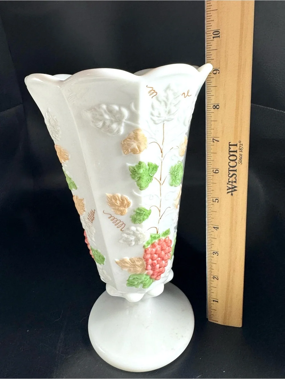 Vintage Westmoreland Hand painted Milk Glass Vase